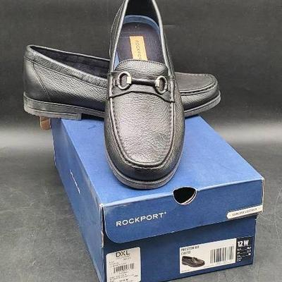 Men's 12 W Rockport Black Leather Loafers