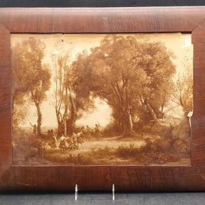 Jean-Baptiste Corot "Dance Of The Nymphs" Sepia Print- Damaged 