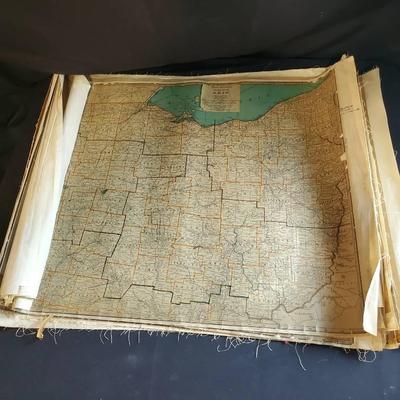 (17) U.S. Rand McNally Maps Transfered On Muslin