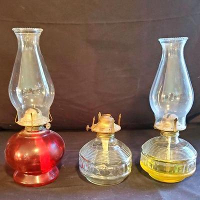 (3) Glass Hurricane Lamps