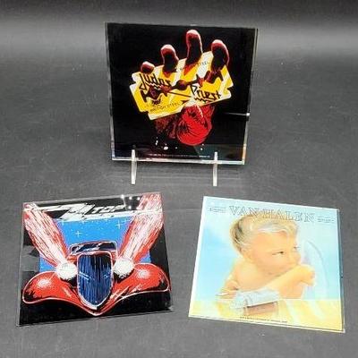 (3) Vintage Glass Rock Album Covers
