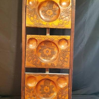 Wooden Hand Carved Foldable Food Serving Rack