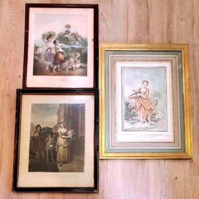 (3) Framed Victorian Era Prints
