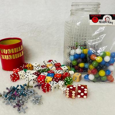 Vintage “Del Webb’s” Mint Hotel Craps Dice, Chinese Checker Marbles, Jacks and More