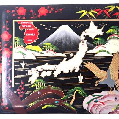 Vintage Korean Black Laquer Scrapbook or Photo Album