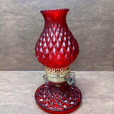 Vintage Ruby Red Hurricane Lamp 