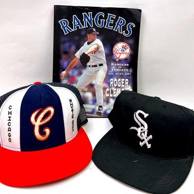 White Sox Hats & Texas Rangers Book