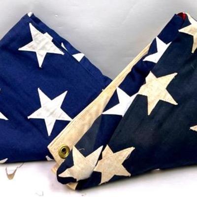 Vintage WWII 48 Star American Flag & 50 Star