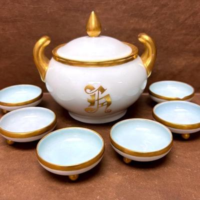 Antique “O.& E. G Royal Austria” Sugar Bowl and Salt Cellars