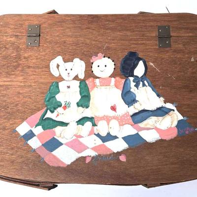 Wooden Basket with Hand-painted Motifs