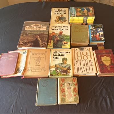 Vintage Books Featuring Charles Dickens, George Orwell, James Harriet, And More