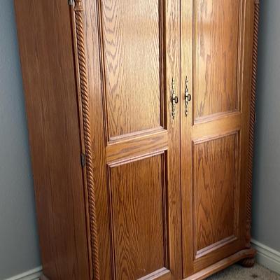 Solid Oak armoire/computer desk