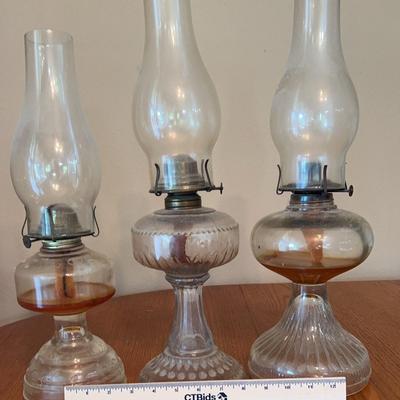 Three Antique Oil Lamps