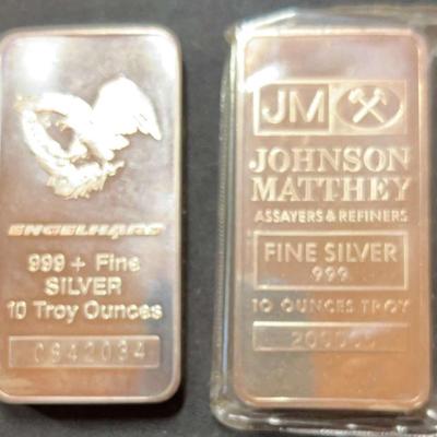 Two - 10 Troy Ounce Pieces Of .999 Fine Silver