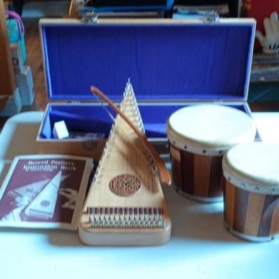 Bongo Drums And Bowed Psaltery Instrument 