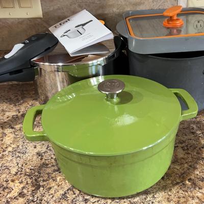 Large Pots Featuring A T-Fal Pressure Cooker That Has Never Been Used