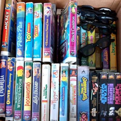 Large Of VHS Tapes Plus 3D Glasses 