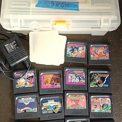 Sega System Games In Carrying Case Plus Sega System Power Supply 