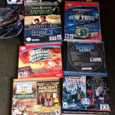 Lot Of Computer Games, 2 Handheld Backgammon Games And Where In Time Is Carmen San Diego Encyclopedi