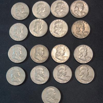 17 Franklin Half-Dollars Dates Range From 1952 To 1963 