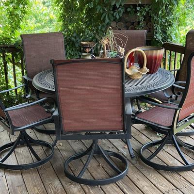 60 Inch Patio Set With Six High Back Chairs