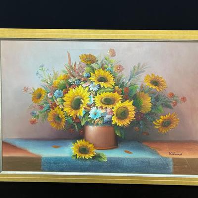 Signed Original Sunflower Painting 