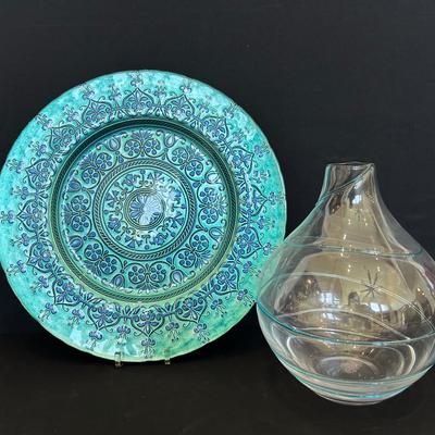 Beautiful  Blue Platter & Vase
