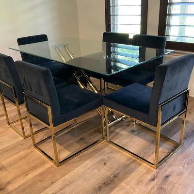 Modern Metal & Glass Kitchen Table With Chairs