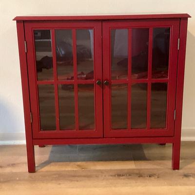 Burgundy Glass Accent Cabinet