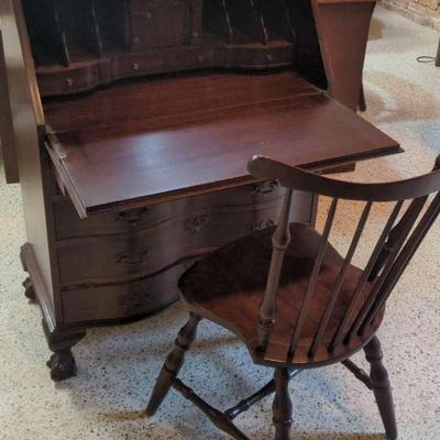 Mahogany Secretary With Chair