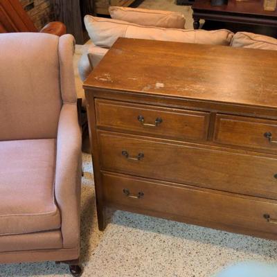 Comfy Chair And Solid Wood Dresser