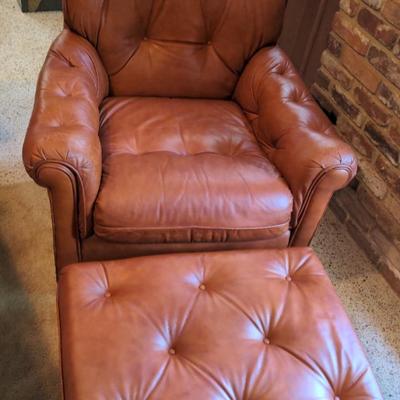 Burnt Orange Leather Chair By Classic