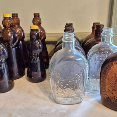 Aunt Jemima Glass & Log Cabin Glass Syrup Bottles