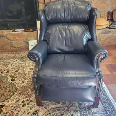 Navy Blue Leather Recliner