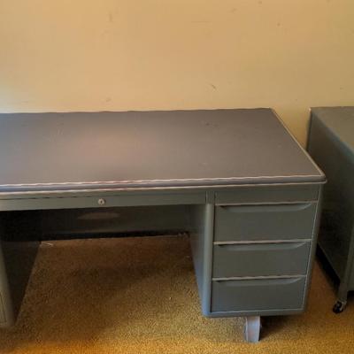 Sturdy Metal Desk And File Box