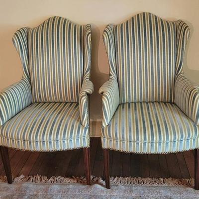 Wingback Striped Chairs