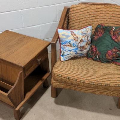 Retro Wooden Chair And Side Table