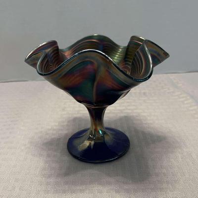 Carnival Glass Pedestal Vase
