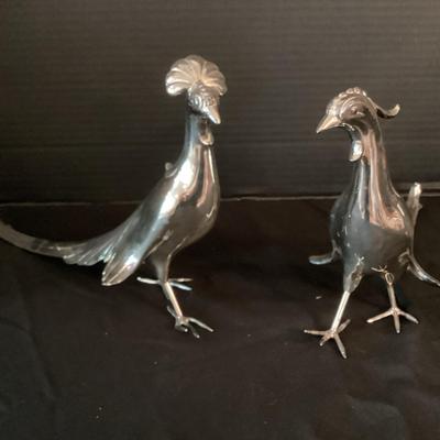 Pair Of Metal Pheasants