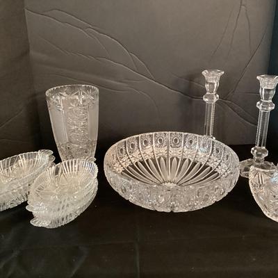 11 Pieces Cut And Etched Glassware And Crystal