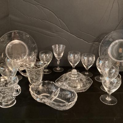 Etched Glassware - 11 Pieces