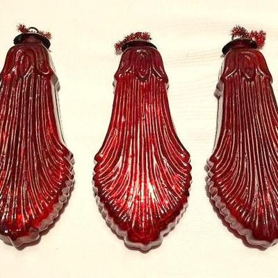 Kugel Midwest Red Mercury Glass Christmas Ornaments, Lot 2
