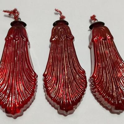 Kugel Midwest Red Mercury Glass Christmas Ornaments, Lot 3