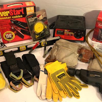Assortment Of Battery Chargers, Hand Tools And A Craftsman Industrial Drill