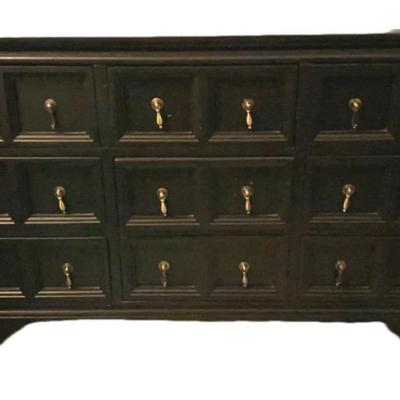 Solid Wood 9 Drawer Dresser, Painted Black