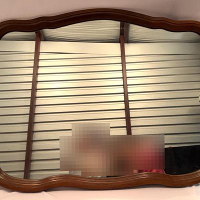 Large Solid Wood Brown Mirror