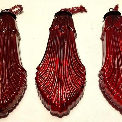 Kugel Midwest Red Mercury Glass Christmas Ornaments, Lot 4