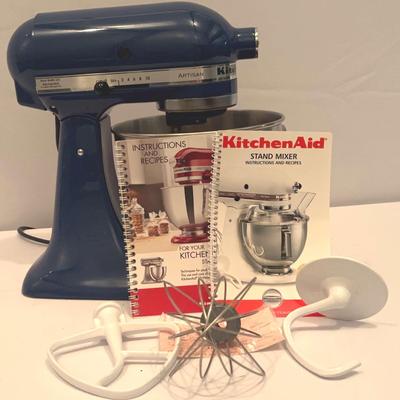 Kitchen Aid Stand Mixer- Blue w/ 3 Attachments & Instructions & Recipes