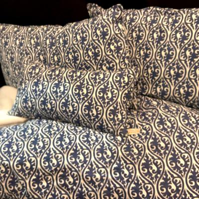 Blue And White Duvet Cover And Pillows( Treat Your Windows Inc. Brand)