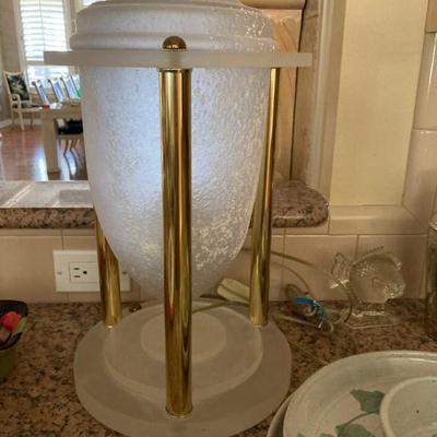 Satin Amphora Style Glass & Brass Table Lamp